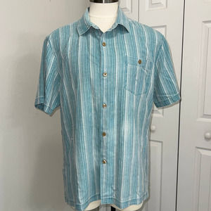 Tommy Bahama Green and white 100% Silk Camp Shirt - XL